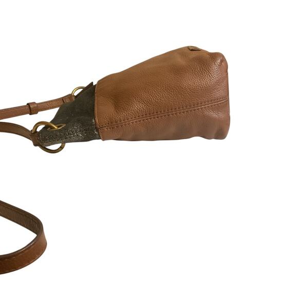 Vintage 90s FOSSIL Black Glitter Suede & Brown Leather Crossbody - Picture 6 of 11